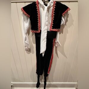 Size Child Large Black Pants Vest Gold Red Braid Trim White Shirt Dance …
